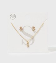New Look Gold S Initial Earrings and Necklace Gift Set